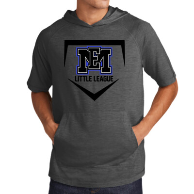 Adult Tri-blend Wicking Short Sleeve Grey Hoodie Thumbnail