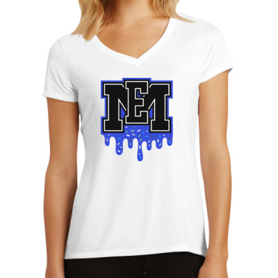 Women's Ice Cream Drip V-Neck Triblend Tee - Grey/White Thumbnail